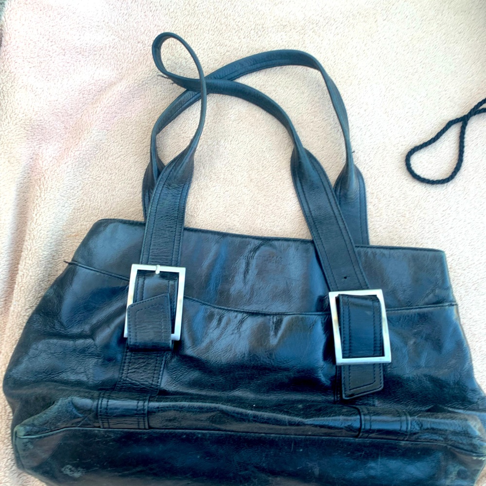 Black leather Kenneth Cole Womens tote bag